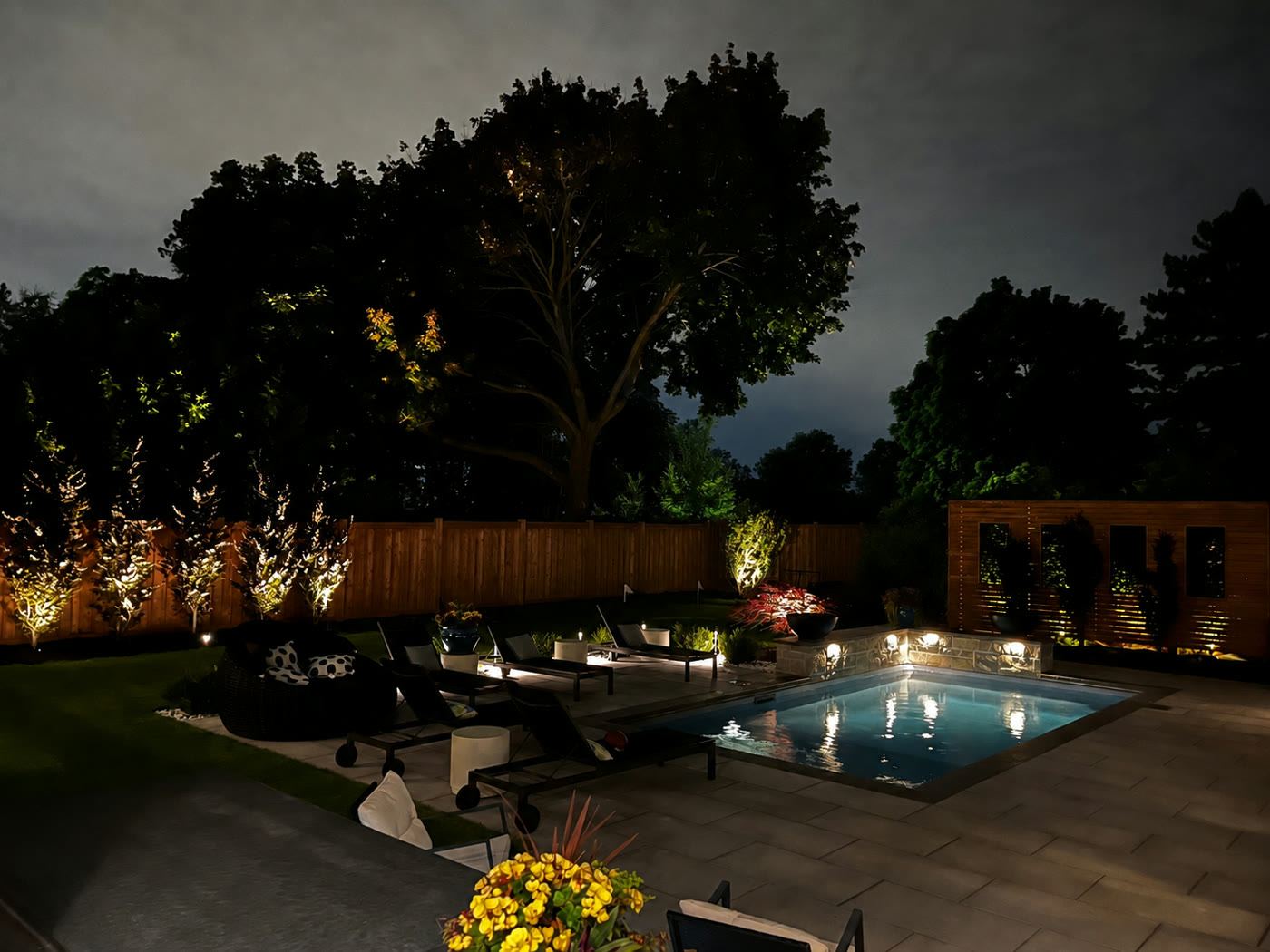 Uplit Pool at Night